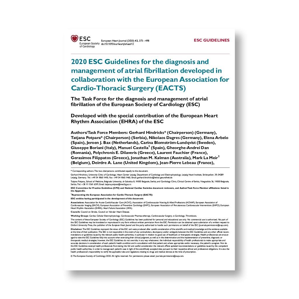 PDF) 2020 ESC Guidelines for the diagnosis and management of atrial  fibrillation developed in collaboration with the European Association for  Cardio-Thoracic Surgery (EACTS)