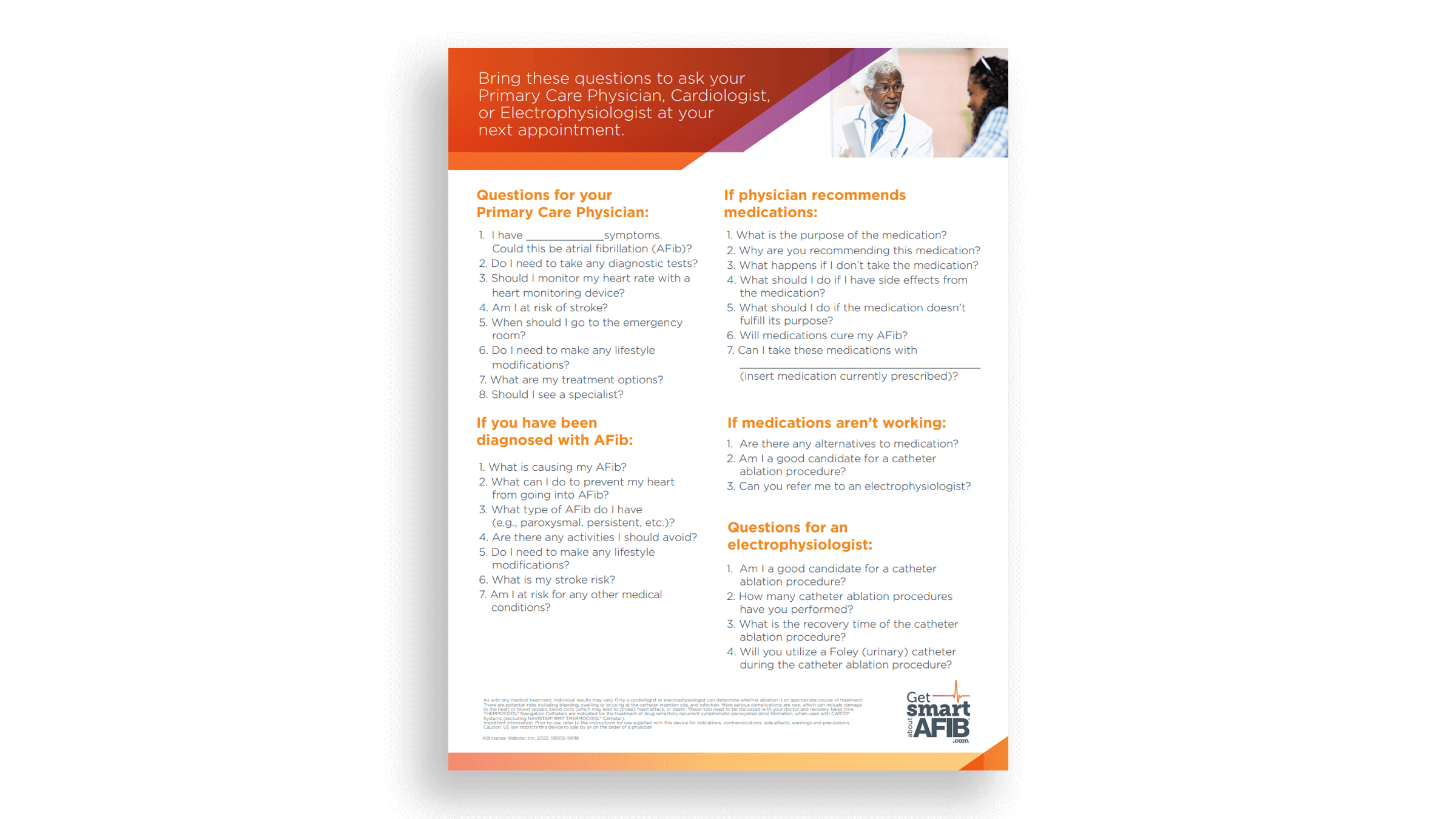 AFib Questions for Your Doctor Discussion Guide Flyer